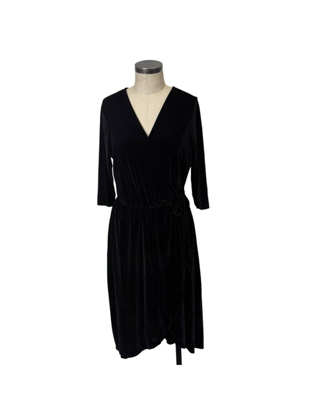 NEW Elliot & Vine Velvet Faux Wrap Dress 1X Black NWT